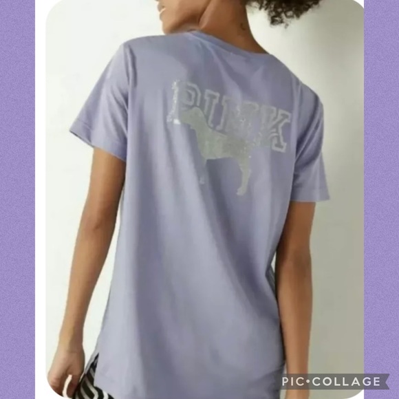Victoria’s Secret Pink XLarge Bling Campus
Tee New VS SHINE GLITTERY LOGO PINK - Picture 4 of 8